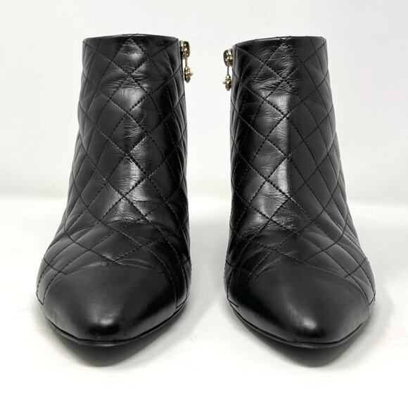 Chanel Black Quilted Leather Cap Toe Ankle Boots Size 38 EU Fall Boots - Picture 4 of 10